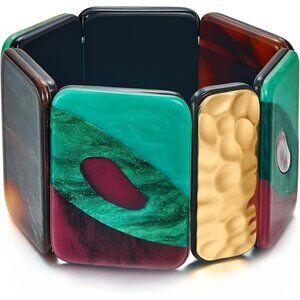 Bangle Bracelet Women Geometry Bohemia Colorful Lucite Acrylic Costume Jewelry